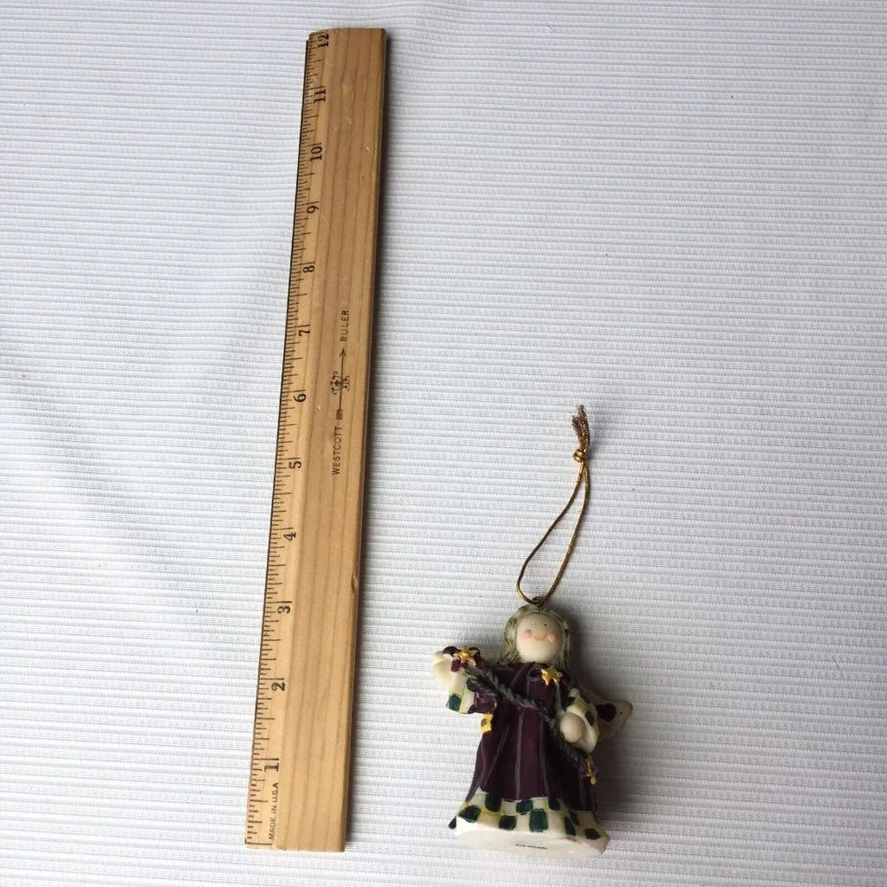 Holiday Treasures Angel with Wings Small Resin Ornament Purple Christmas Decor